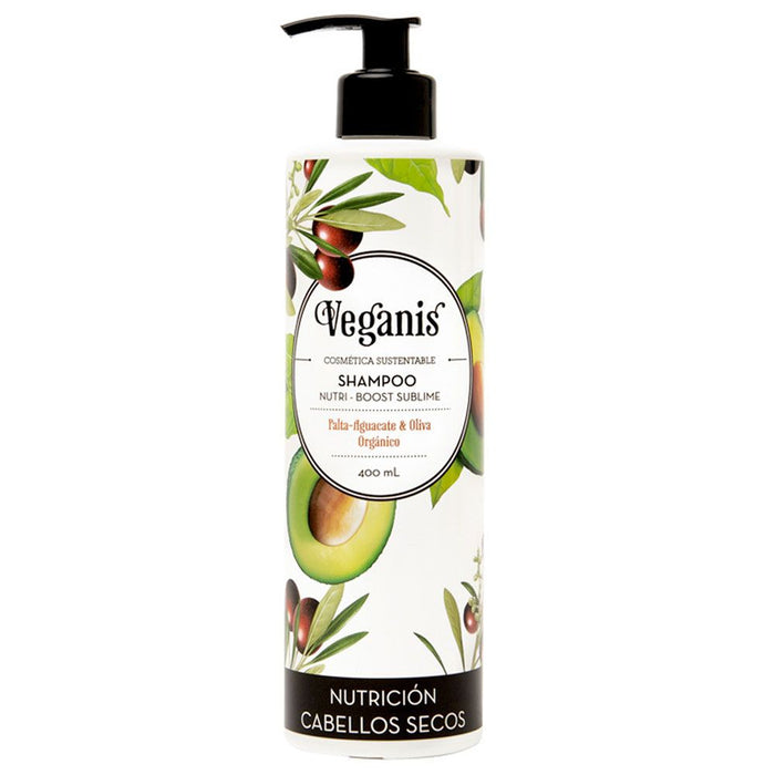 Veganis Shampoo Nutri Boost Shampoo vegano para cabelos secos com abacate e azeitona orgânica, 400 ml / 13,5 fl oz 