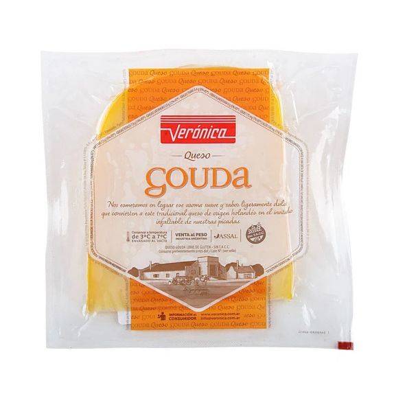 Verónica Queso Gouda Trozado Dutch Semi-Hard Cheese Cow's Milk Cheese Gluten Free, 370 g / 13.05 oz (approx)