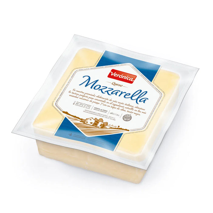 Verónica Queso Mozzarella Trozada Semi-Hard Cheese Mozzarella Pasta Semi-Dura - Gluten Free, 500 g / 1.1 lb sealed pack