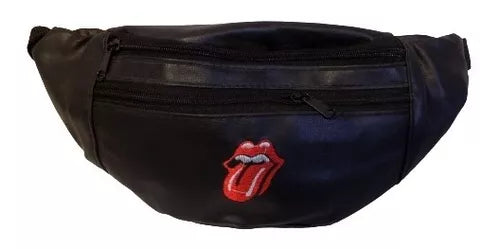 Vintage Leather Rolling Stones Fanny Pack - Stylish Music Fan Accessory