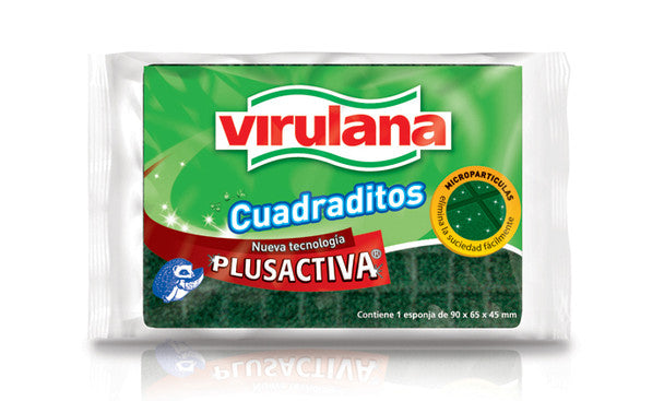 Virulana Esponja Cuadriculada Plusactiva Squared Kitchen Sponge Extra Remoción (pack of 3)