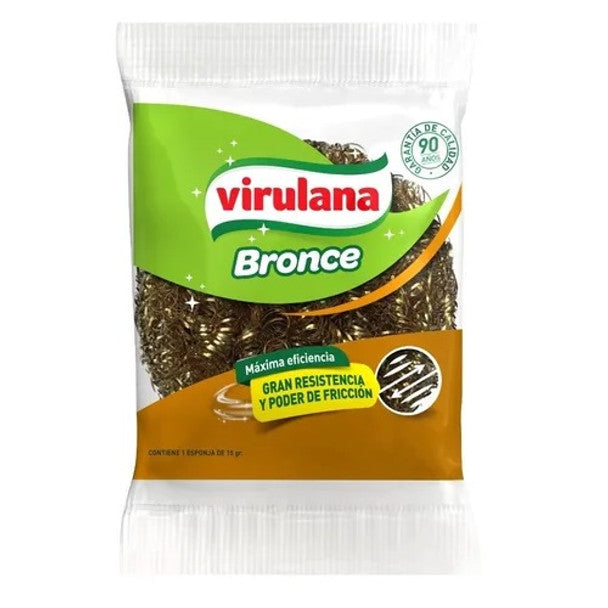 Virulana Esponja de Bronce Multiuse Stainless Bronze Wool Ideal for Hard Cleaning Extra Resistant, 15 g / 0.52 oz (pack of 3)