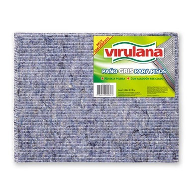Virulana Paño Gris Para Pisos Floor Cleaning Rag Made with Recycled Cotton Floor Cloth No Fluff, 50 cm x 60 cm / 19.6 in x 23.6 in (pack of 3)
