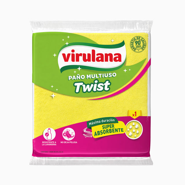 Virulana Twist Paño Multiuso Houseware Cleaning Rag Highly Absorbent Cleaning Cloth Bleach Resistant & No Fluff, 38 cm x 36 cm / 14.9 in x 14.1 in (pack of 3)