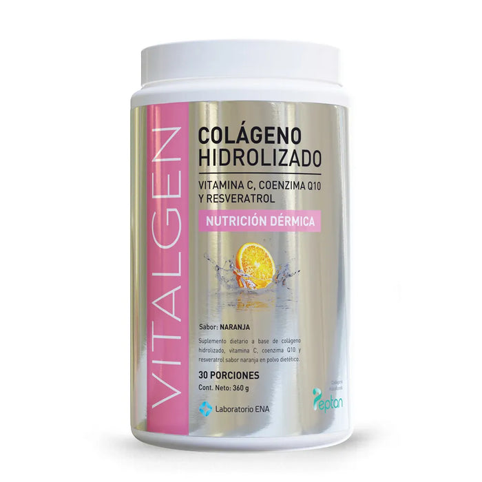 Vitalgen Hydrolyzed Collagen - 360g, Orange Flavor, Skin Regeneration