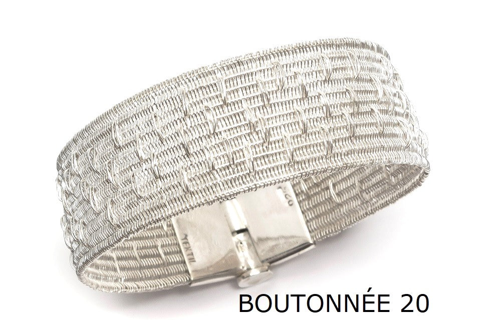 Boutonnée 20mm Fine Silver Strand for Women | Elegant Accessory Braided Bracelet
