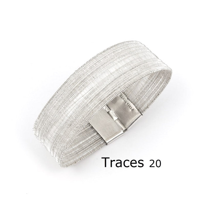 Traces 20mm Fine Silver Handwoven Silver Strand Bracelet | Elegant Accessory