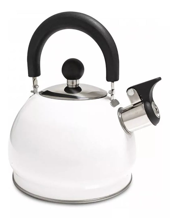 Pava Silbadora | White Stainless Steel Whistling Kettle - Elegance for Your Kitchen