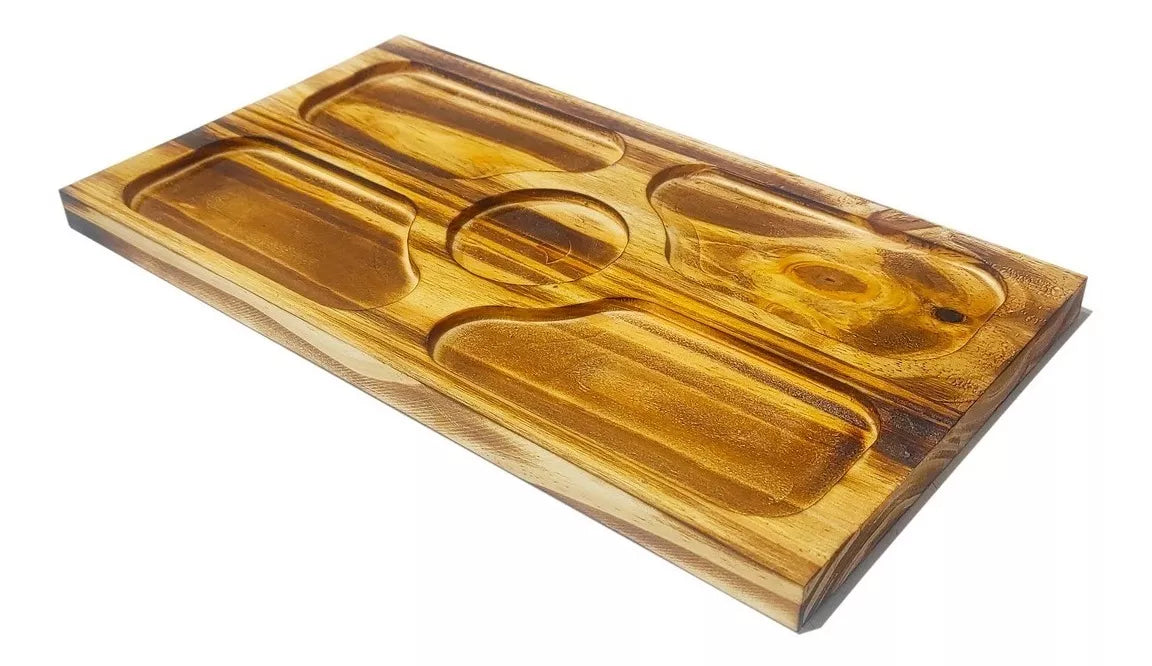 Wooden Charcuterie & Appetizer Board - 5 Compartments for Stylish Snacking Delight