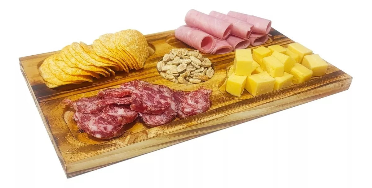 Wooden Charcuterie & Appetizer Board - 5 Compartments for Stylish Snacking Delight