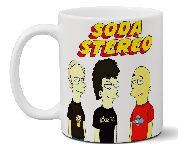 Soda Stereo Ceramic Mug - Simpsons Model - Tribute to Iconic Argentine Band, Music Gift