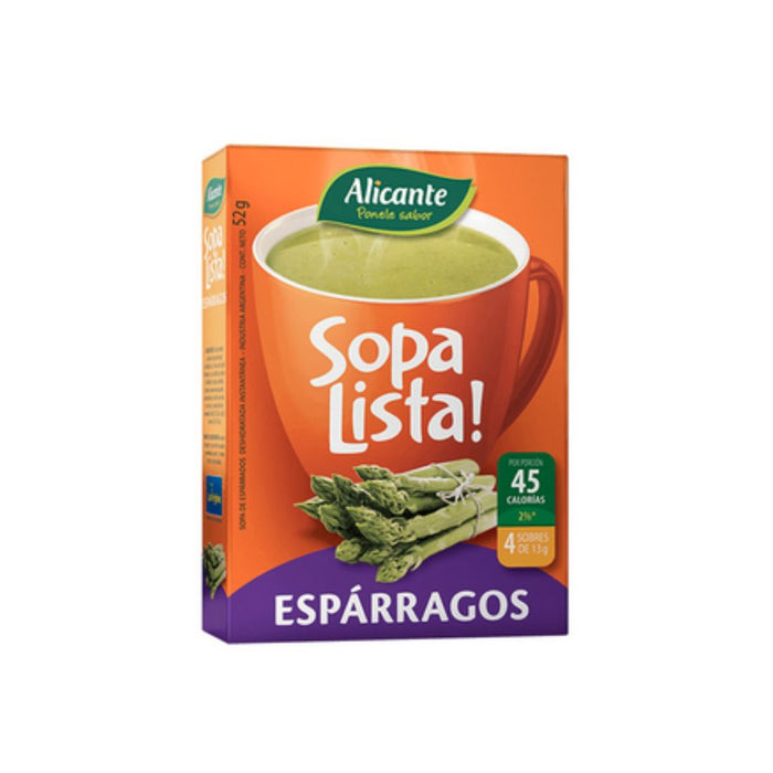 Alicante Sopa Lista Espárragos Asparagus Flavored Instant Soup, 10 g / 0.35 oz pouch (box of 4 pouches)
