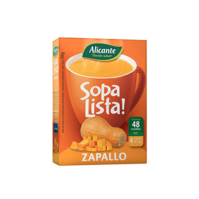 Alicante Sopa Lista Zapallo Pumpkin Flavored Instant Soup, 14 g / 0.49 oz pouch (box of 4 pouches)