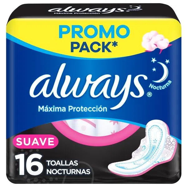 Always Nocturnal Feminine Wipes Maximum Soft Protection Toallitas Nocturnas (16 count)