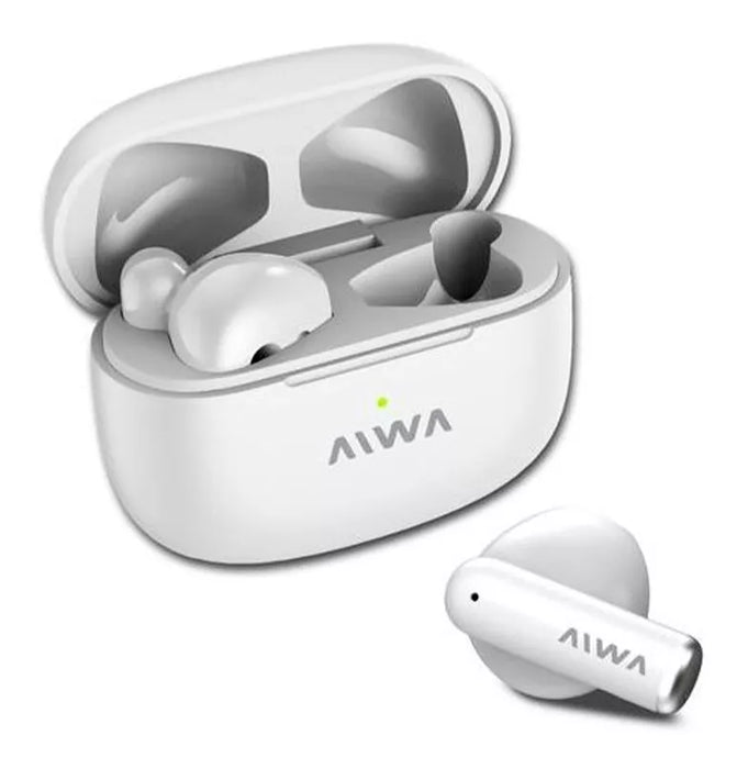 AIWA 306b Auriculares Inalambricos Wireless Bluetooth Earbuds In-ear Headphones with Microphone & Charging Case, White Color
