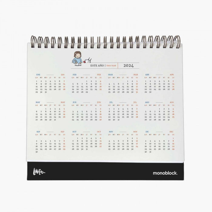 Monoblock | Macanudo 2024 Desktop Calendar - Stylish and Functional Yearly Planner for Home and Office