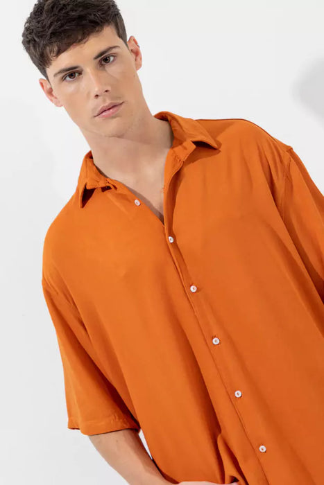 MANKI Camisa Short Sleeve Shirt With Pique Oversize Cut Os Jolk Clay