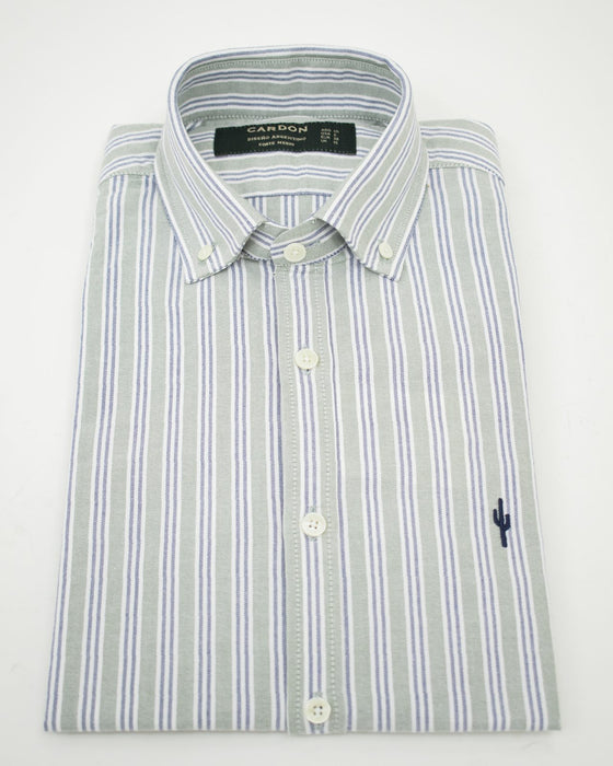 Cardon Camisa de Algodón San Martín Shirt Oxford Green Long Sleeve Cotton