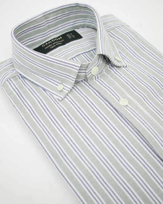 Cardon Camisa de Algodón San Martín Shirt Oxford Green Long Sleeve Cotton