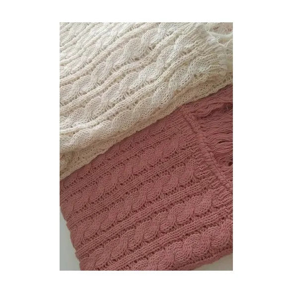 Chunky Knit Blankets Cotton Yarn Slipcover Blanket Manta Trenzada Hilo de Algodón (Various Colors Available)