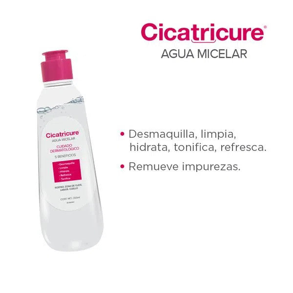 Cicatricure Micellar Water with 5 Benefits for Face, Eye Area, Lips & Neck Agua Micelar, 200 ml / 6.76 oz fl