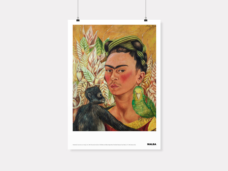 Malba | Poster: Verboamerica - Frida Kahlo: Self-Portrait with Monkey and Parrot - 50 cm x 70 cm