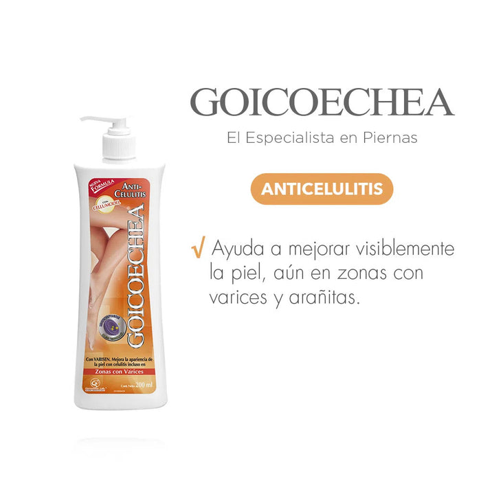 Goicoechea Anti-Cellulite Body Cream Crema Corporal Anti-Celulitis, 200 ml / 6.76 oz fl