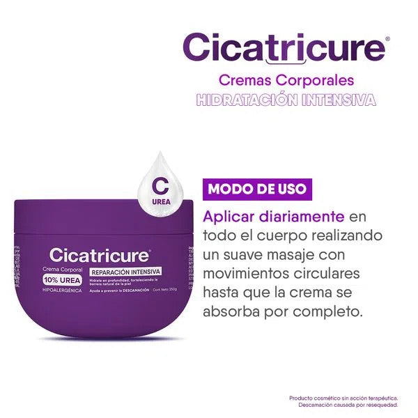 Cicatricure 10% Urea Intensive Repair Body Cream Crema Corporal Reparación Intensiva, 250 g / 8.81 oz