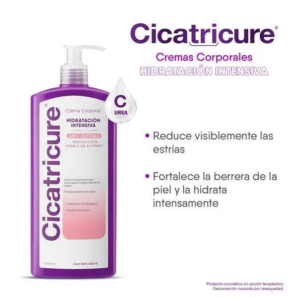 Cicatricure Intensive Hydrating Anti-Stretch Mark Body Cream Crema Corporal Anti-Estrías, 400 ml / 13.52 oz fl