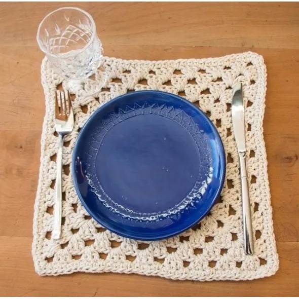 Crochet Cotton Table Placemat Individual con Técnica Auca Granny