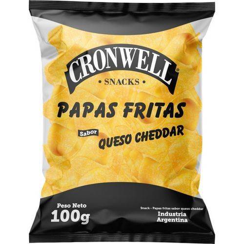 Cronwell Snacks Papas Fritas Sabor Queso Cheddar Saborosa Batata Frita Sabor Queijo Cheddar, saco de 100 g / 3,53 oz