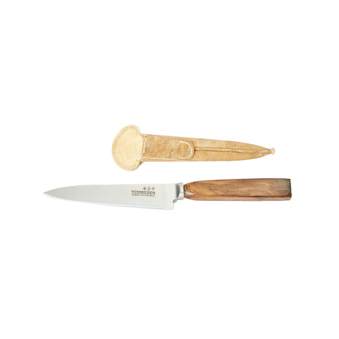 Premium Knife with Guayubira Wood Handle and Raw Leather Sheath - Durable, Stylish, and Versatile