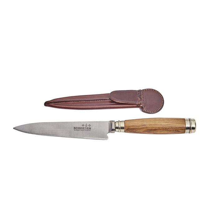 Wood & Alpaca Knife with Leather Sheath - Handcrafted Blade with Natural Materials