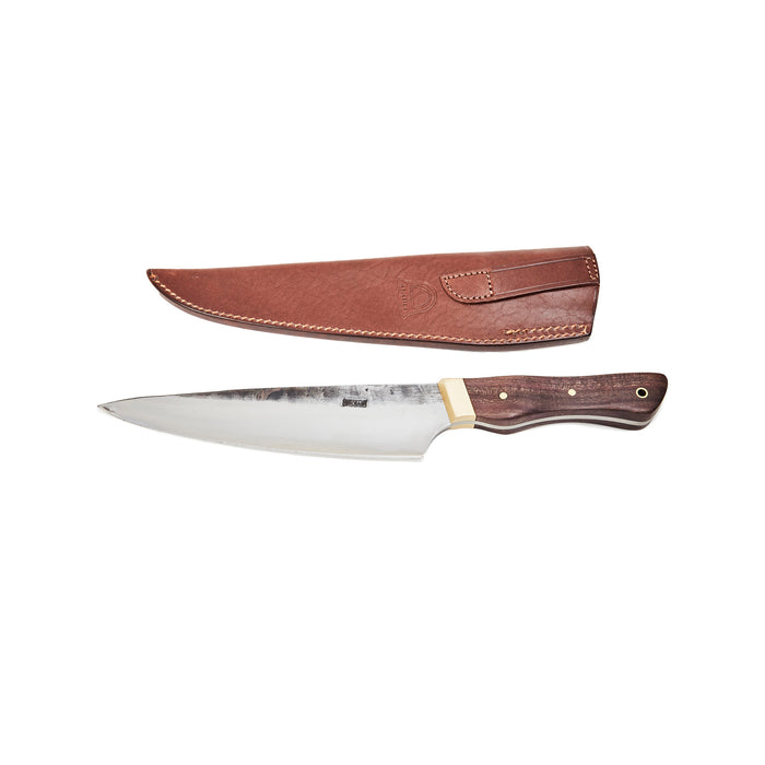 17.5cm Carbon Steel Blade Wood Handle Knife with Suela Sheath - Premium Craftsmanship