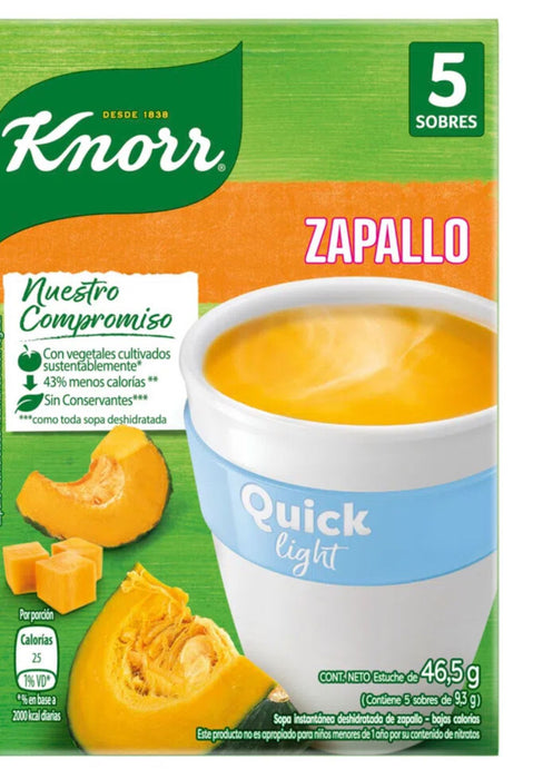 Knorr Quick Light Ready to Make Soup Zapallo Pumpkin, 5 pouches, 9.3 g / 0.32 oz pouch