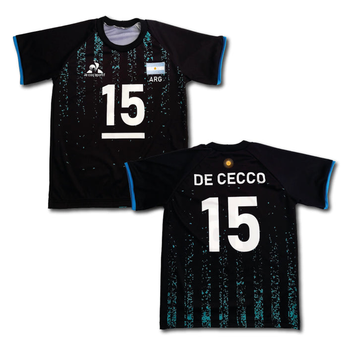 Argentina Volleyball Replica Jersey - Celeste Stripes & Turquoise Confetti Design - Dry Fit Polyester