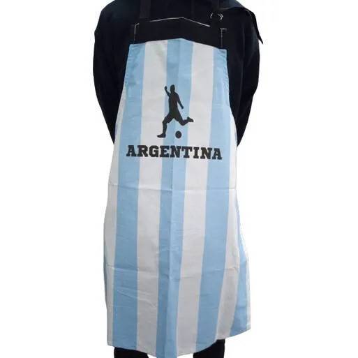 Delantal Asado Avental para Churrasco com Carimbo da Bandeira da Argentina Azul e Branco Avental de Cozinha Material Poliéster