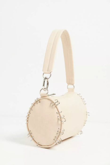 Ruggeri Bags | Cartera Synthetic Leather Bongo Natural Bag with Nickel Hardware & Detachable Handle