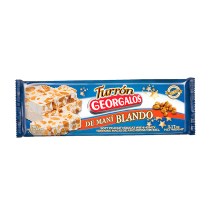 Georgalos Turrón Blando de Maní Soft Peanut Nougat, 90 g / 3.17 oz