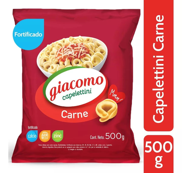 Fideos Giacomo Capelettini Carne Meat Delicious Classic Pasta, 500 g / 17.6 oz bag