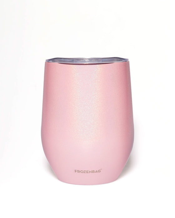 Vaso Acero Inoxidable - Stainless Steel Sealed Lid Glitter Pink Wine Glass - Durable Tumbler