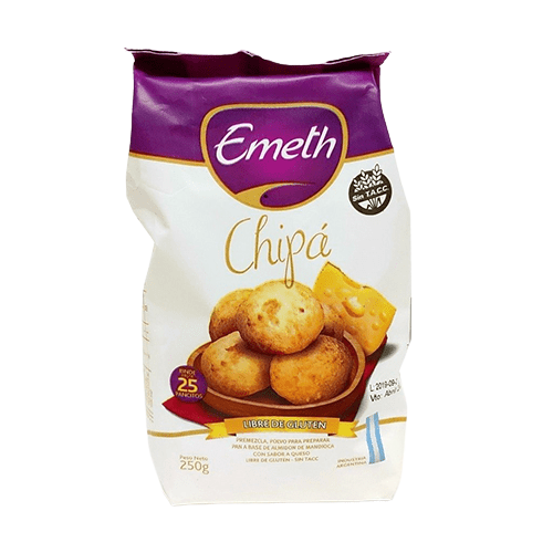 Emeth Flour Pre-Mixed to Make Chipá Flour Gluten-Free Sin TACC Add 2 Eggs, Cheese and Water, 250 g / 8.8 oz for 25 chipás