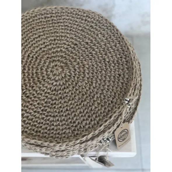 Individual Yute Jute Round Hual for Table Decoration by Mapuche Tejidos