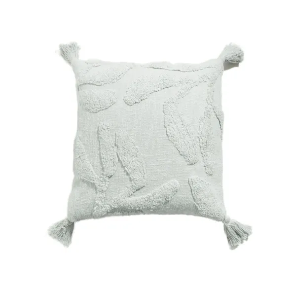 Isadora Light Green Embroidered Decorative Cushion with Tassels on the End Ideal for Living Room