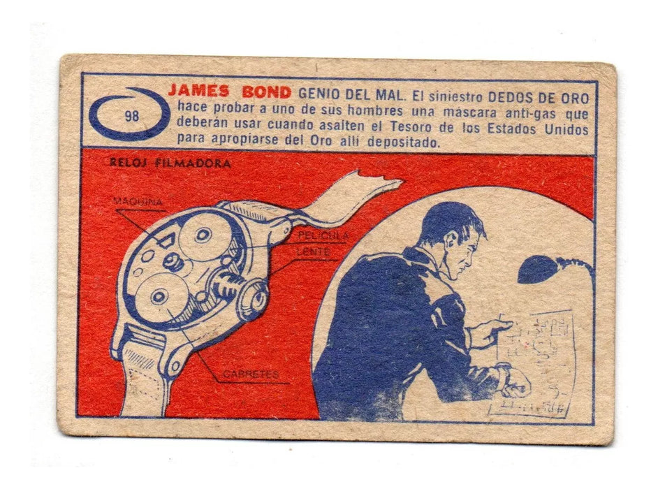 Figuritas Tarjetones Coleccionables James Bond 1968 Collectible Cards Figurines Card Number n°98