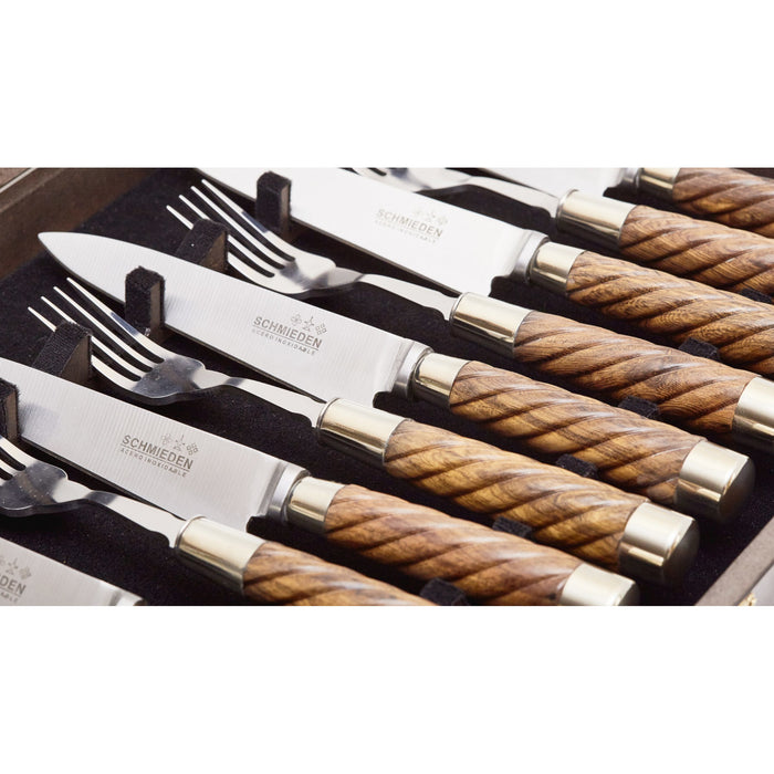Set of 12 CHN Wooden Galloneada Cutlery - Service for 6 People