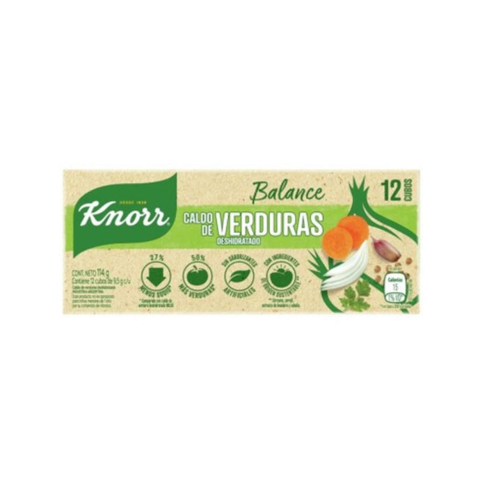Knorr Balance Caldo de Verduras Dehydrated Vegetable Soup Broth - Reduced Sodium, 114 g / 4.02 oz (12 caldos per box)