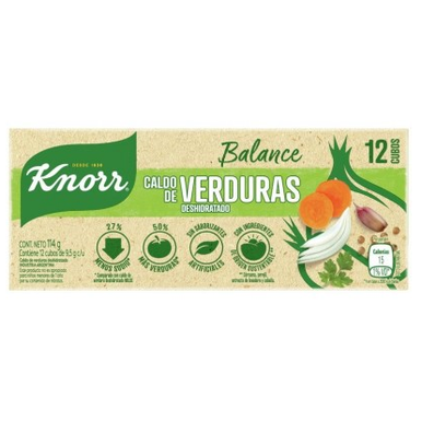 Knorr Balance Caldo de Verduras Dehydrated Vegetable Soup Broth - Reduced Sodium, 114 g / 4.02 oz (12 caldos per box)