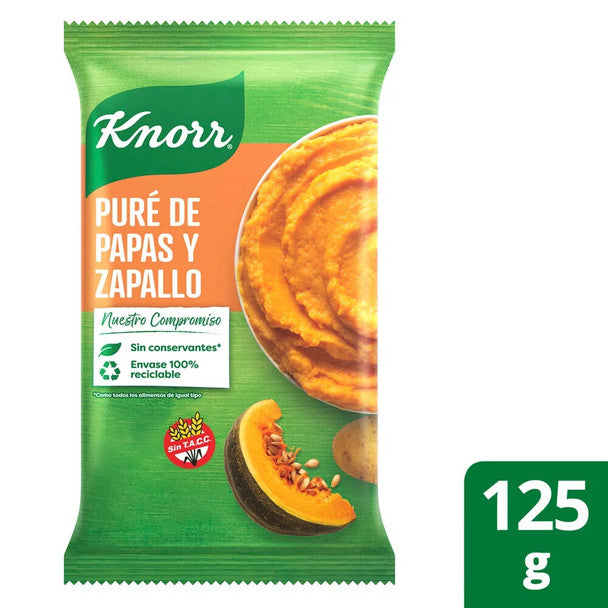 Knorr Puré de Zapallo y Papa Dehydrated Pumpkin & Potato Powder Ready To Make Mashed Potatoes - No Preservatives Added, 125 g / 4.4 oz for 5 servings