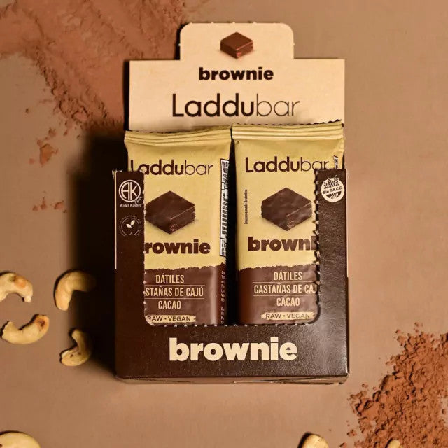 Laddubar Brownie Date Bar – Cashews & Chocolate Vegan Snack – 30g x 12 Units